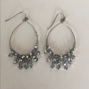 Silver hoop earrings with silver fashion beads